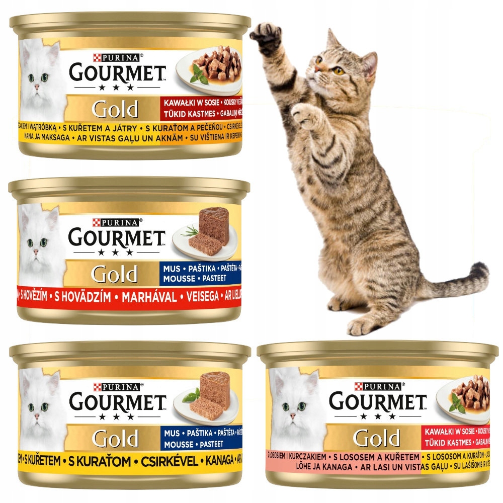 Gourmet Gold Mus i Kawałki W Sosie Mix Smaków 24x85g Mokra Karma Dla Kota