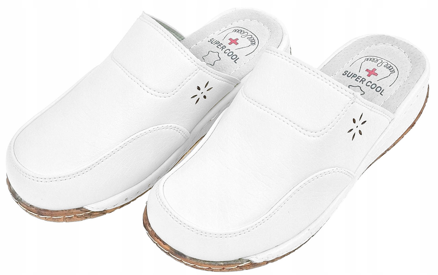 Klapki Zakryte Koturna Medyczne Wsuwane Białe *41 Rozmiar 41