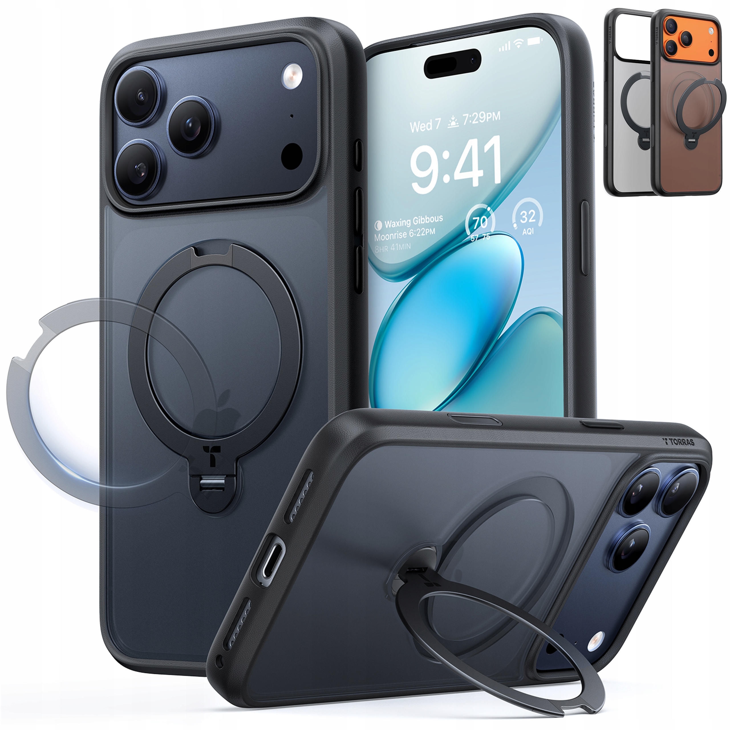 Torras Ostand Spin Case – Pouzdro MagSafe s držákem pro iPhone 17 Pro Max
