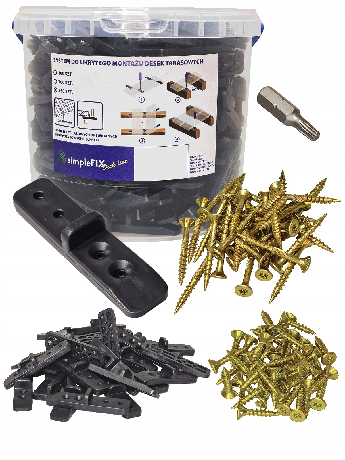 SYSTEM UKRYTEGO MONTAŻU DESEK TARASOWYCH 1601 ELEMENTÓW POLSKI PRODUKT