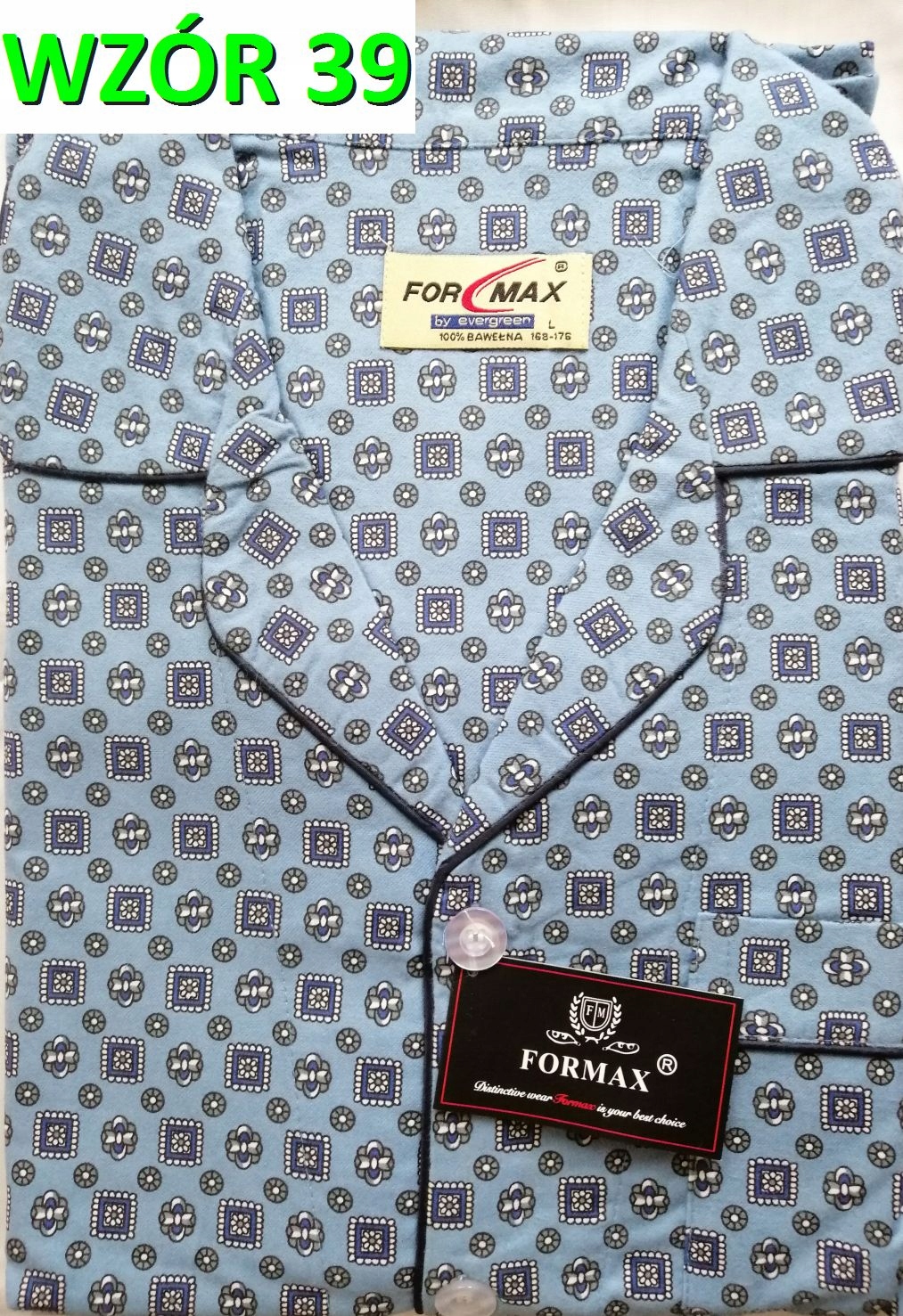 PIŻAMA MĘSKA FLANELOWA FLANELA r.XXL FOR-MAX Dekolt serek/dekolt V