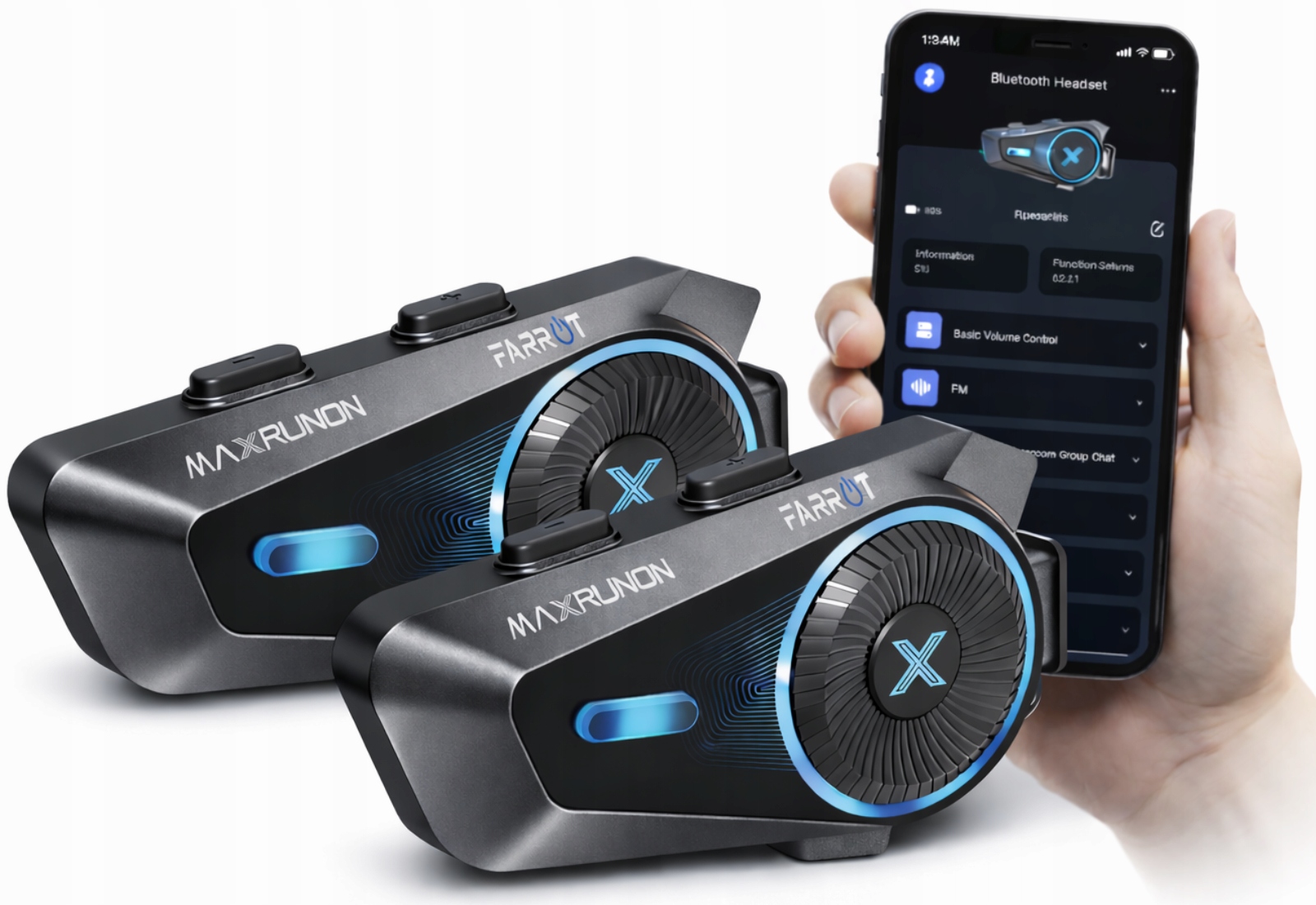 Motocyklový interkom pre prilbu Mesh 2x 1600 m Bluetooth 5.4 Anc 4 osoby 120 km