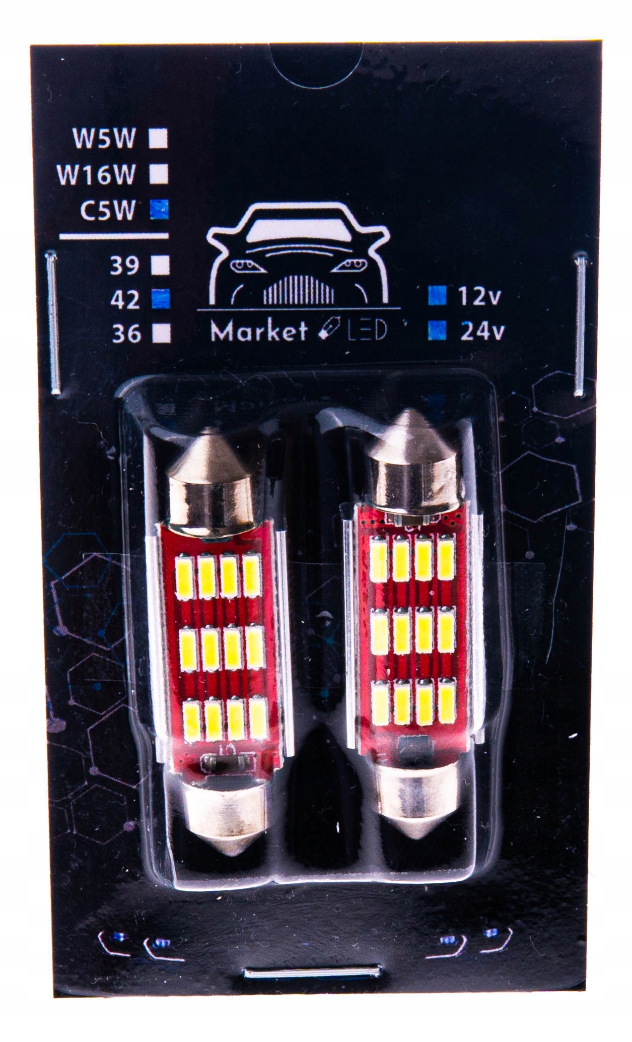 

Żarówka rurkowa 42mm C5W C10W 12SMD 4014 12V 24V