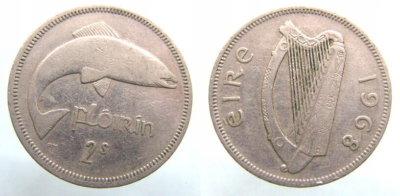 7087. IRLANDIA, FLORIN - 2 SZYLINGI 1968