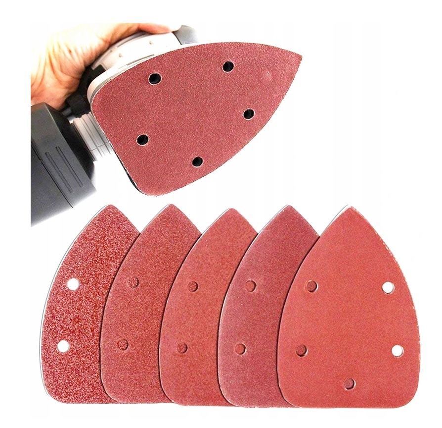 TRÓJKĄTNY PAPIER ŚCIERNY DELTA 5 OTWORÓW DO SZLIFIERKI NA RZEP 140x140x100