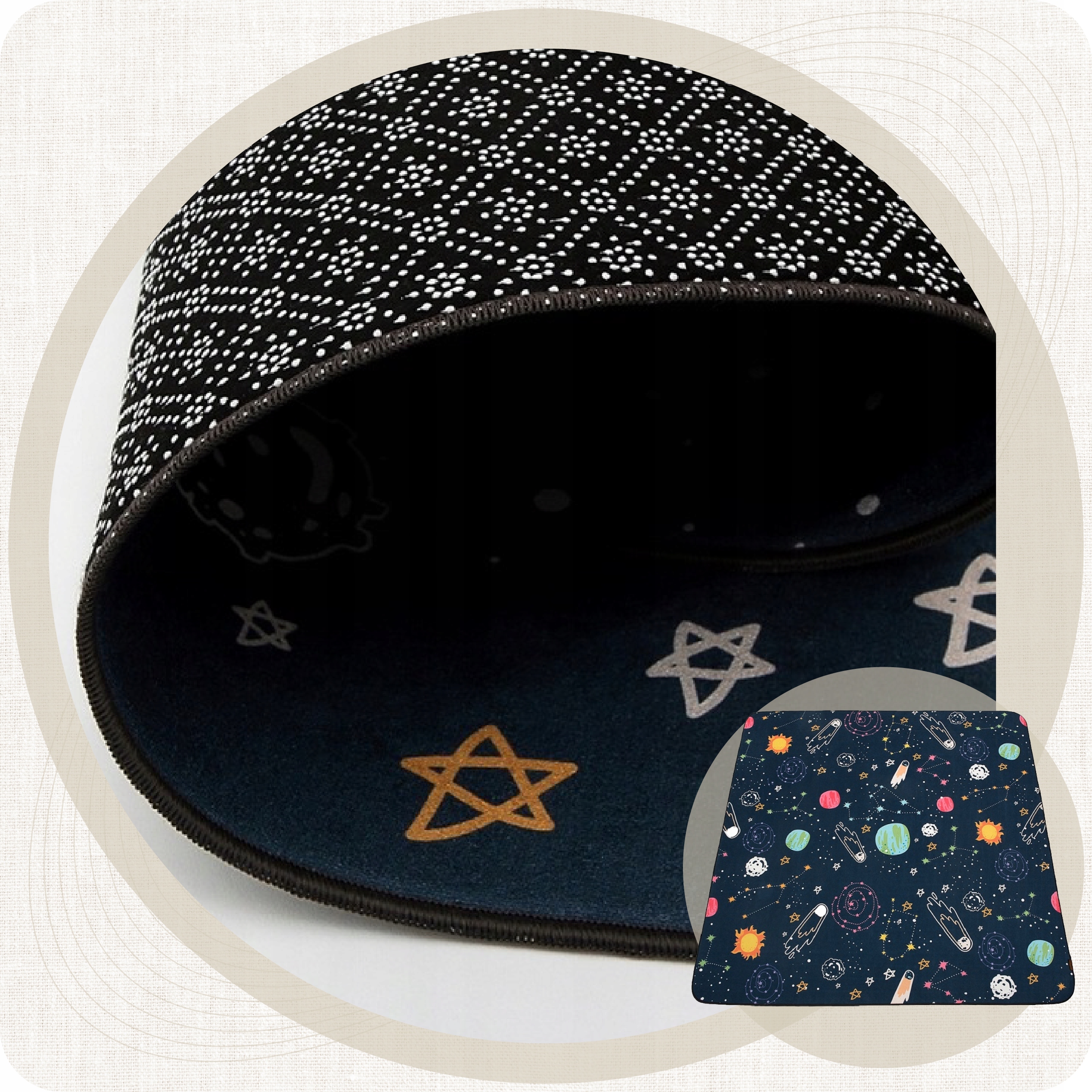 Duża mata EDUKACYJNA 150x150 cm KOSMOS OEKO TEX Materiał tkanina