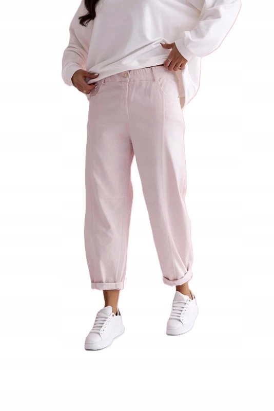 Kalhoty Livan's světle růžové, elastický knoflík expres uni velké L, XL, 2XL,
