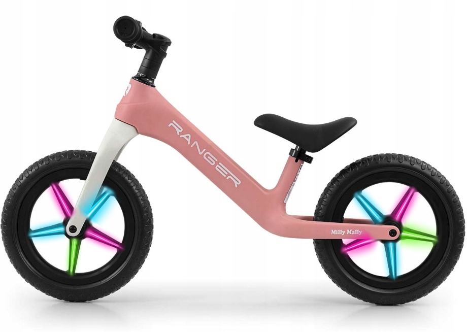 Rower Biegowy dla dziecka koła Eva 12" Ranger Flash różowy Milly Mally Led