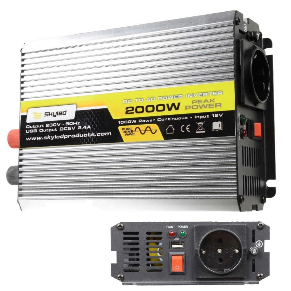 

Skyled Przetwornica 2000W Pełny Sinus 12V 230V Usb