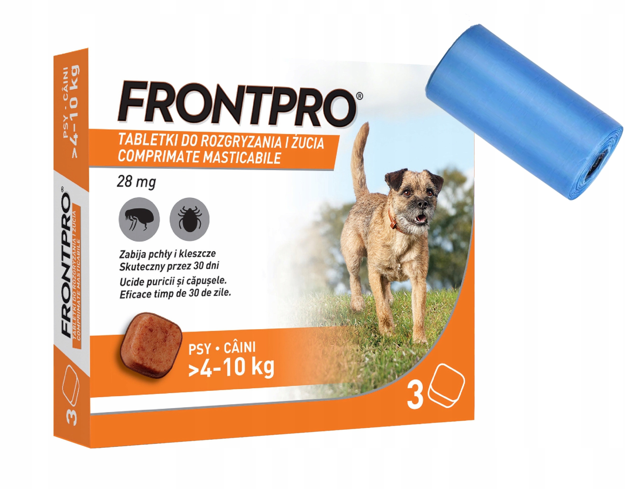 Frontpro Tabletki 3 sztuki dla psa 4-10 kg romziar M woreczki gratis!