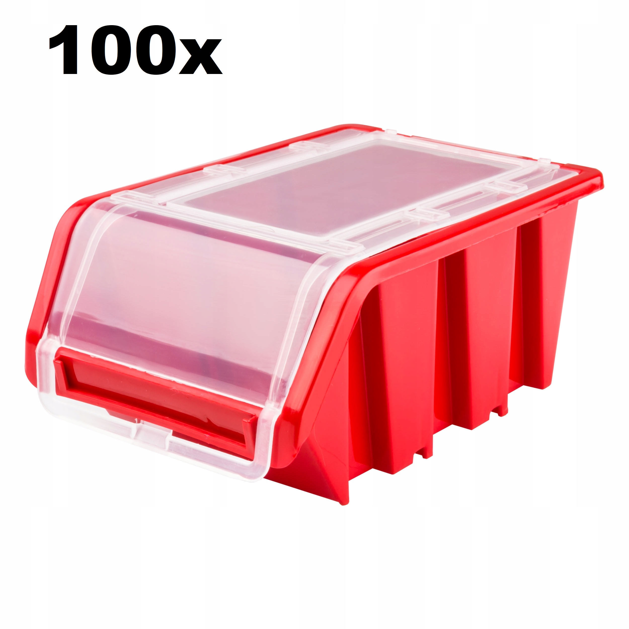 100 x Nádoba s víkem box 100x155x70 červená