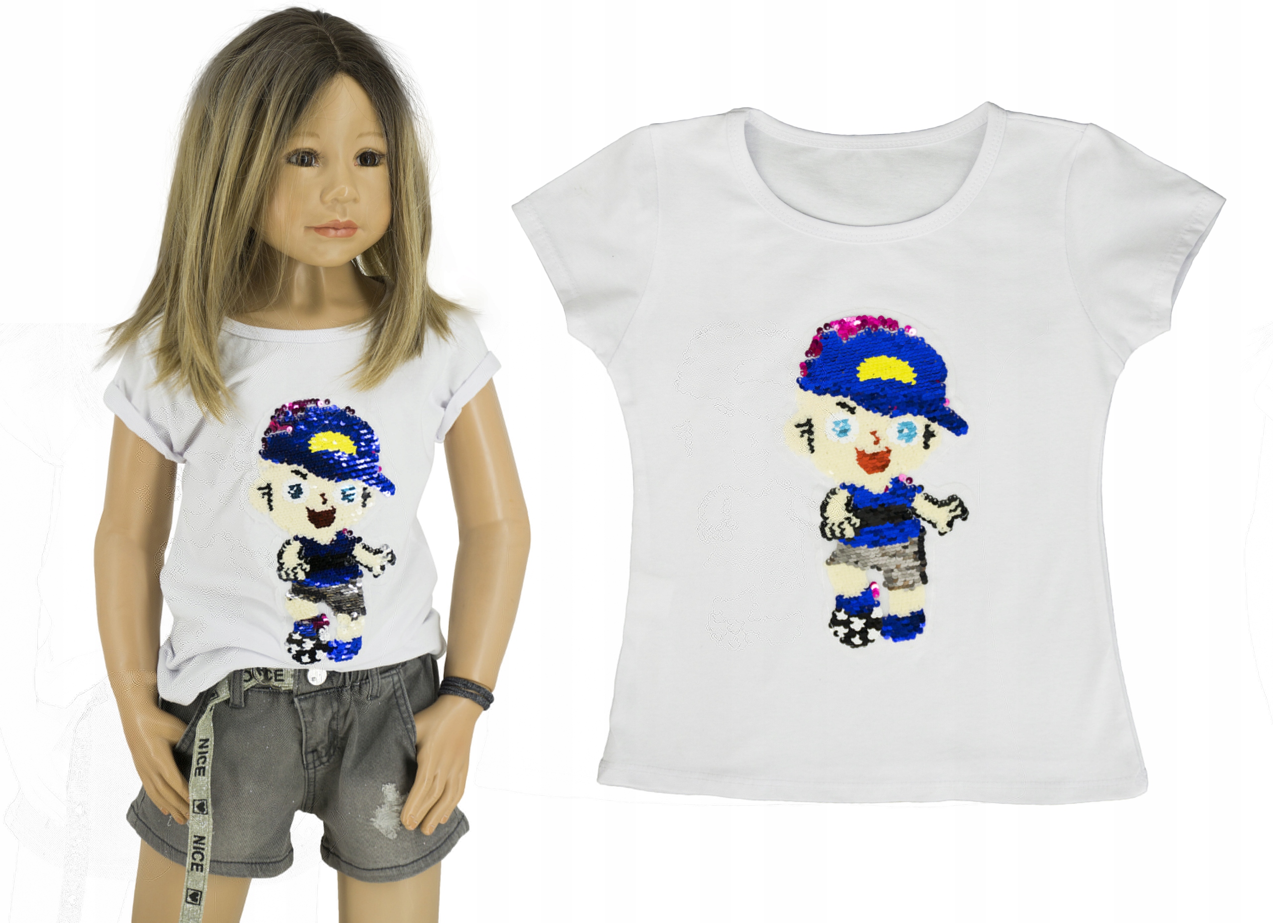

427 Bluzka T-shirt magiczne cekiny Italia roz 146