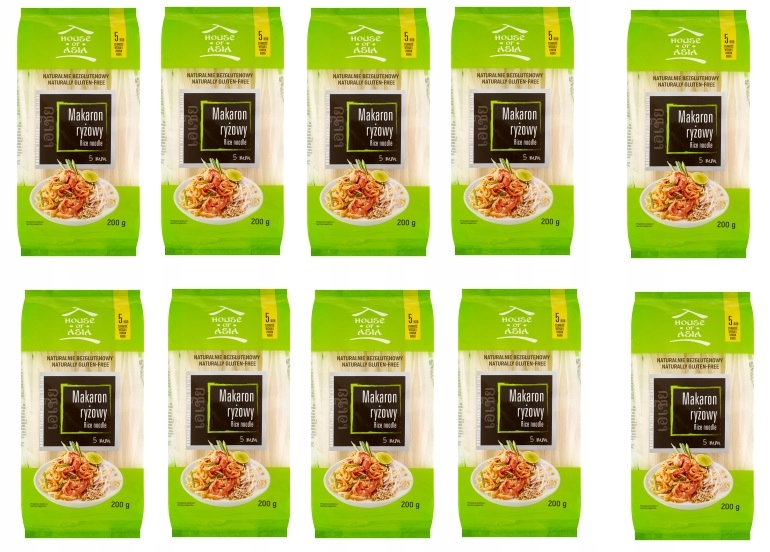 10x 200g House Of Asia makaron ryżowy wstążka 5mm bez glutenu Karton