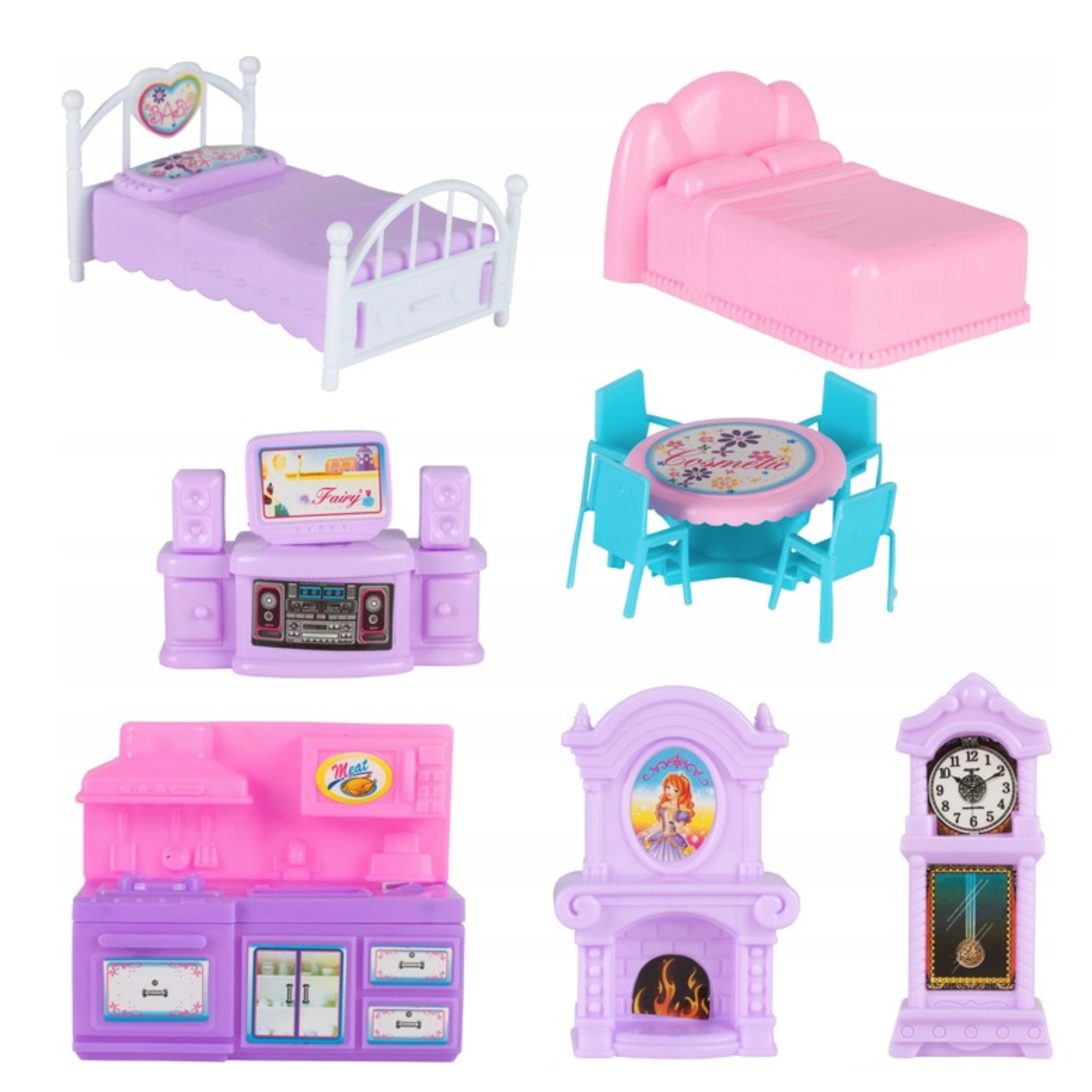 DOMEK dla LALEK i KUCYKÓW Z KONIKAMI VILLA FIGURKI KUCYKI RÓŻOWE zestaw XL Materiał plastik