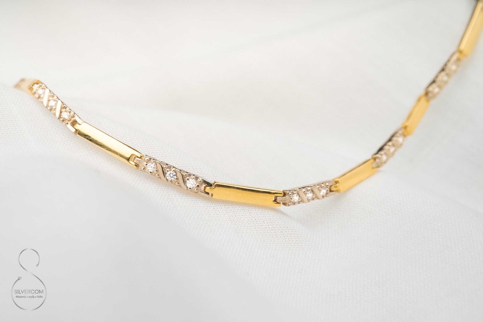 Zlatý Náramek Au 585 Dlouhé Prvky Se Zirkony Jako Dárek Žena