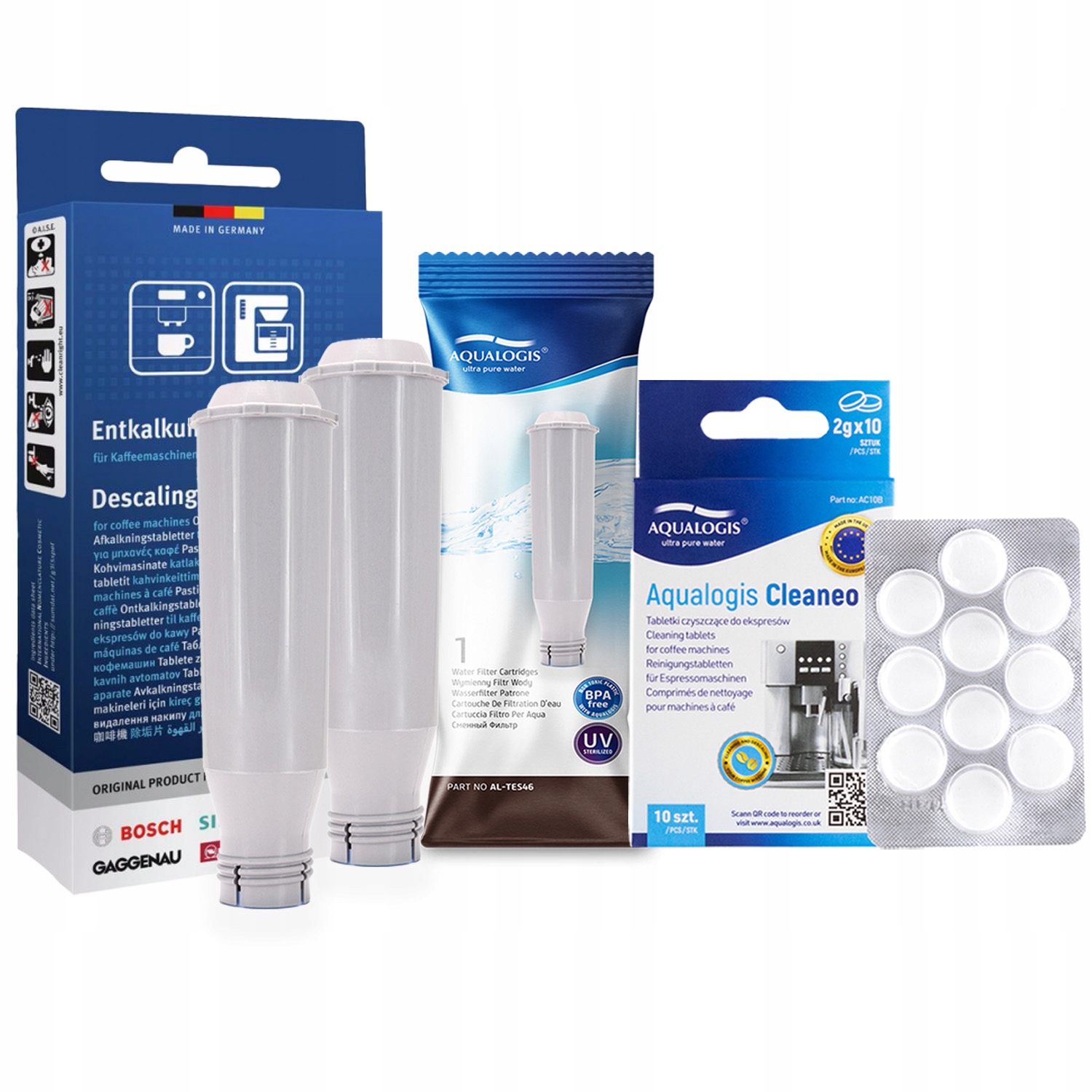 2x filtr AL-TES46 pro kávovar Bosch odvápňovací tablety čisticí tablety