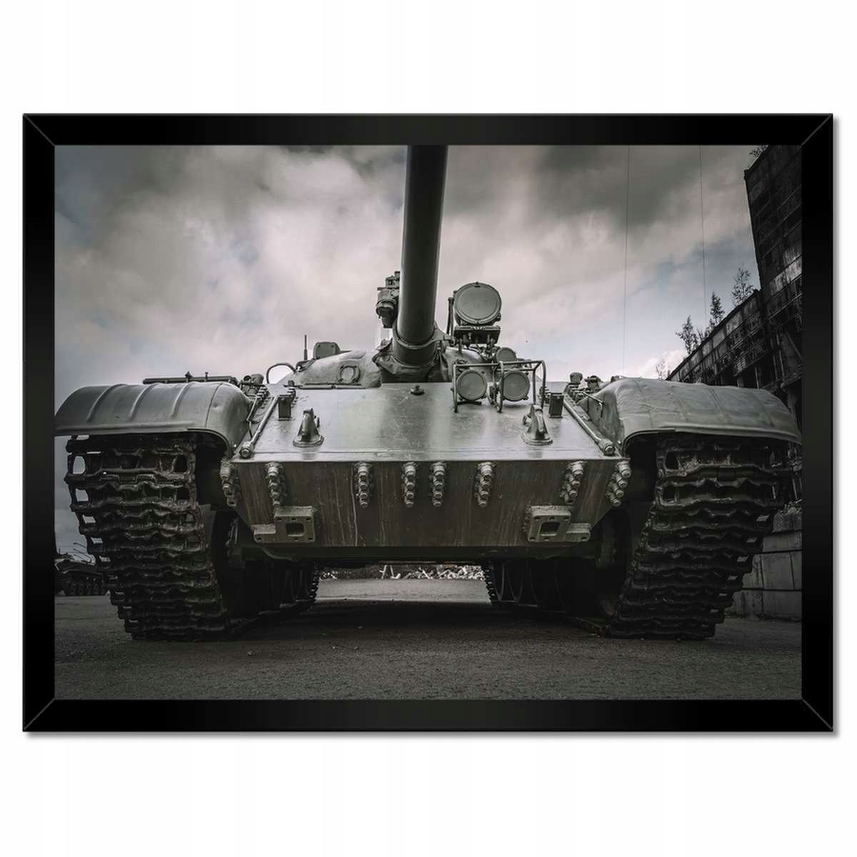 Plakáty v rámu 40x30 Starý tank na pozadí sutin