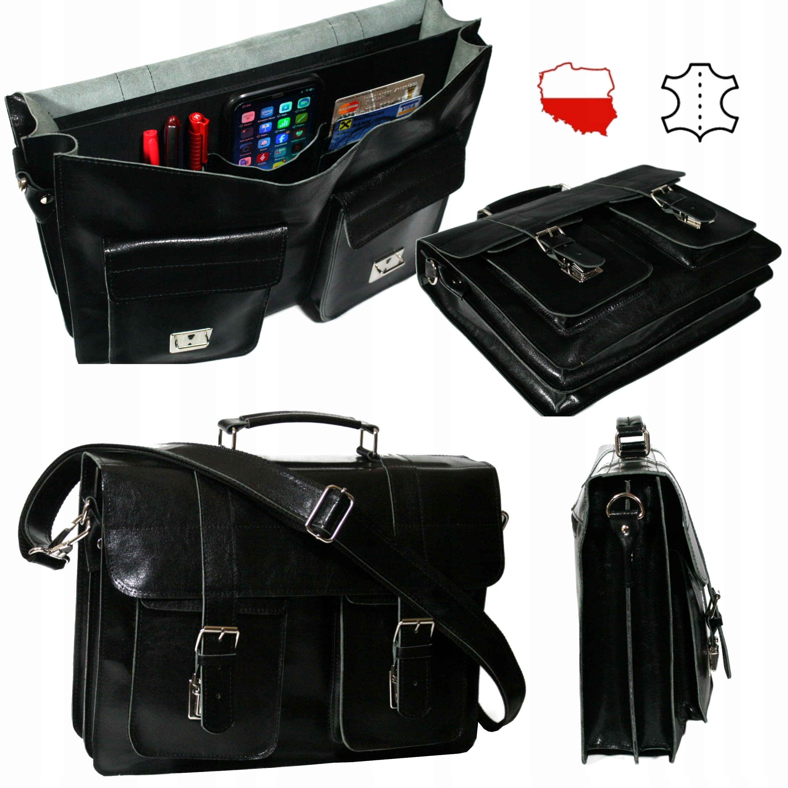 Pánská Taška přes rameno kožená kabelka přes rameno vintage polská výroba velká A4