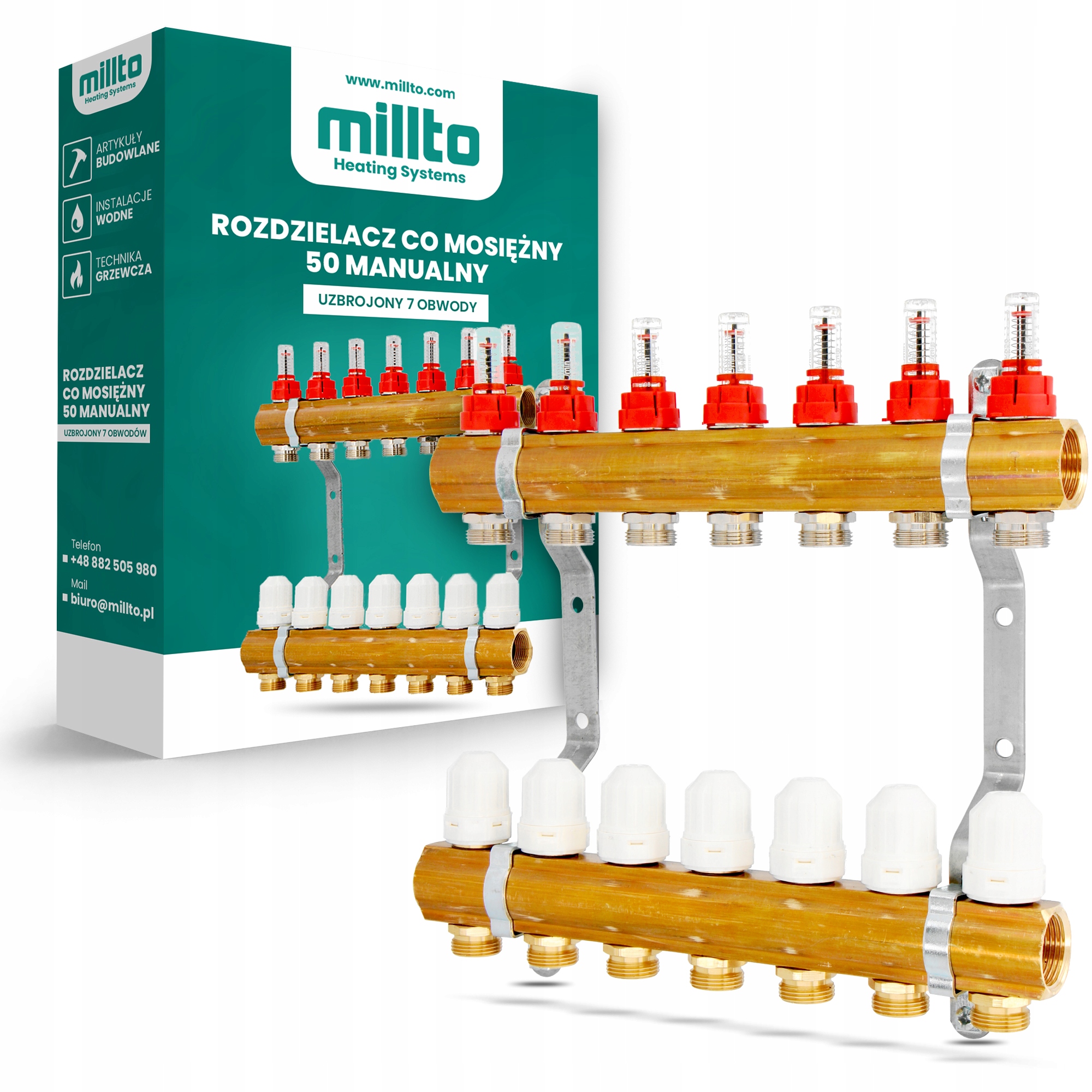 Rozvaděč 7 sekční C.o. podlahový mosaz