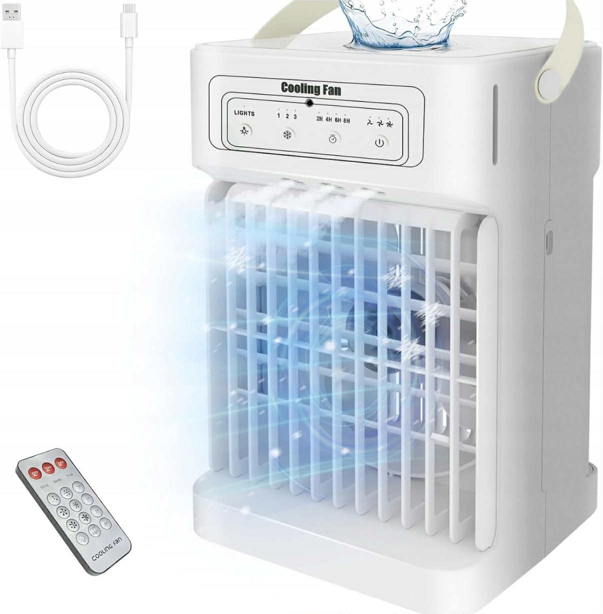 Mini Klimator 3w1 Wiatrak Nawilżacz Lampka Timer 1100 ml