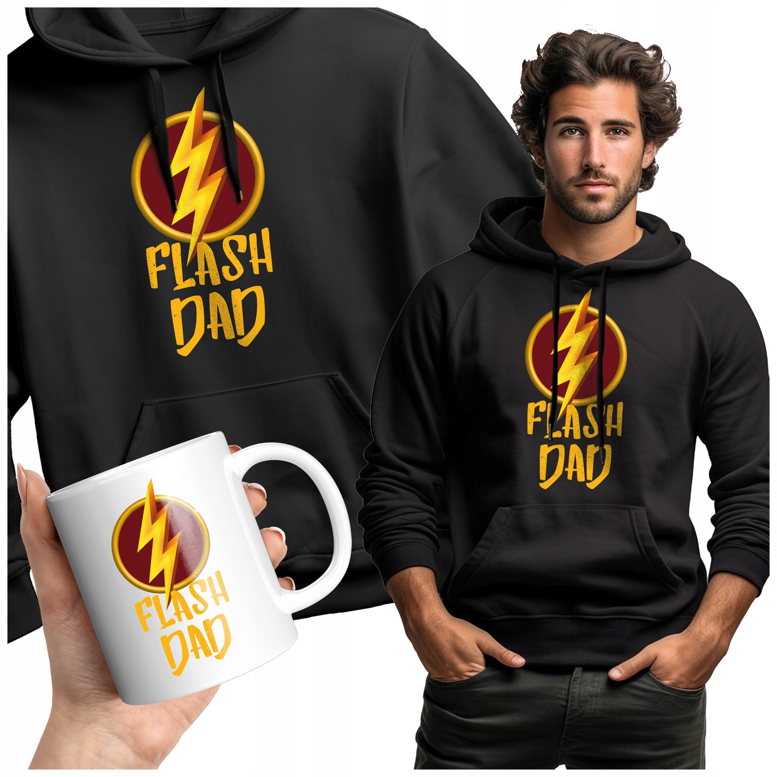 Pánská Mikina Flash Dad Pro Tatínka Teplá Klokanka Dárek Pro Otce Den