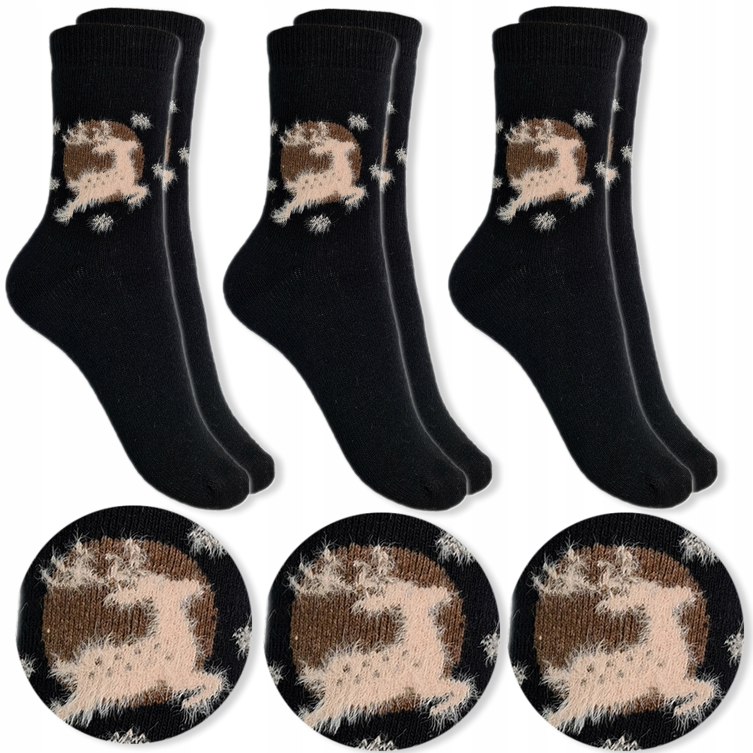 

3 Ciepłe Grube Skarpety Damskie Termo Wool 35-38