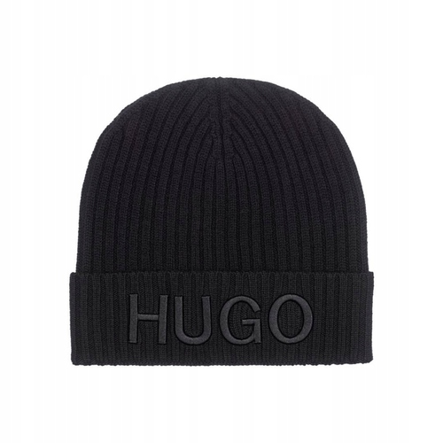 Czapka zimowa beanie Hugo Boss wełniana czarna