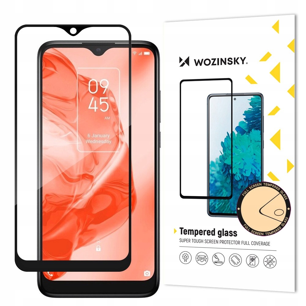 Wytrzymałe szkło hartowane 9H na cały ekran Tcl 205 z ramką Case Friendly c