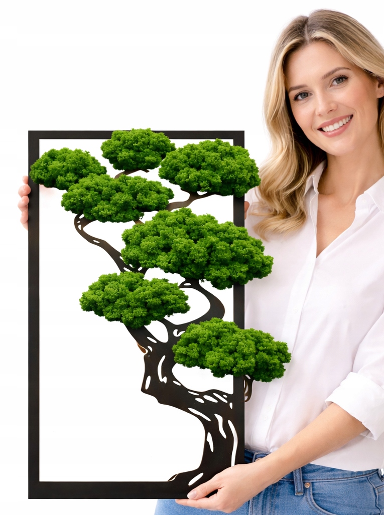 Obraz Z Mechu Chrobotek Živý Stromek Bonsai Na Zeď Ozdoba Dekorace