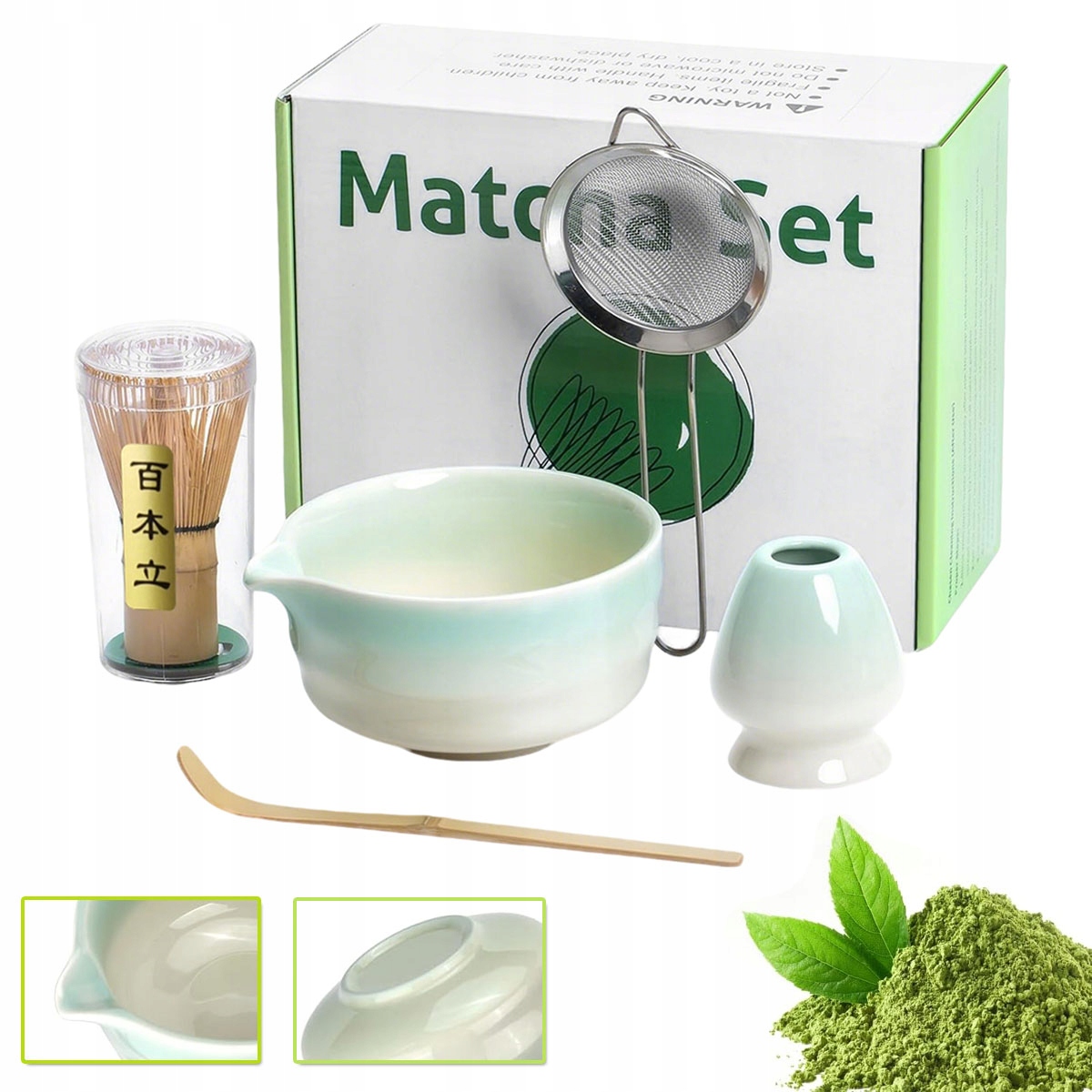 Dárková Sada Na Čaj Matcha Metla Podstavec Lžička 5v1