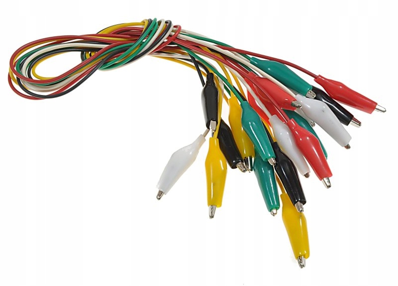 Przewody z Krokodylkami 32mm Komplet 10 Sztuk Zestaw 5 Kolorów 55cm