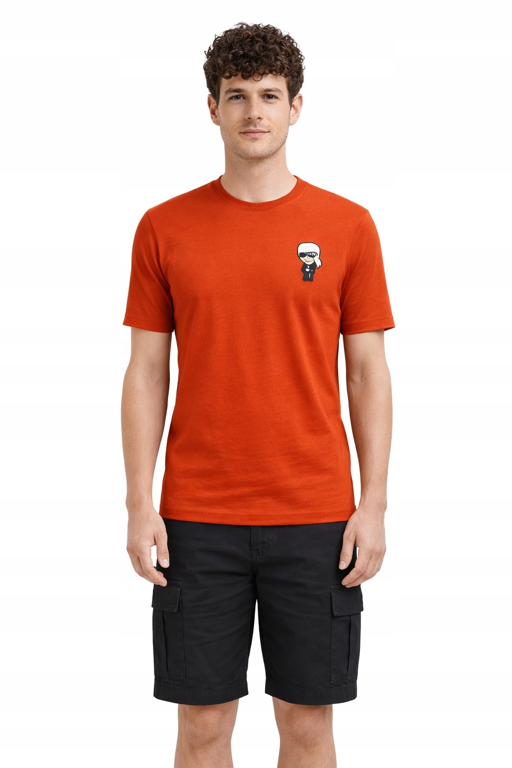 Karl Lagerfeld Oranžové Tričko S Nálepkou Pánská Bavlna S I4C