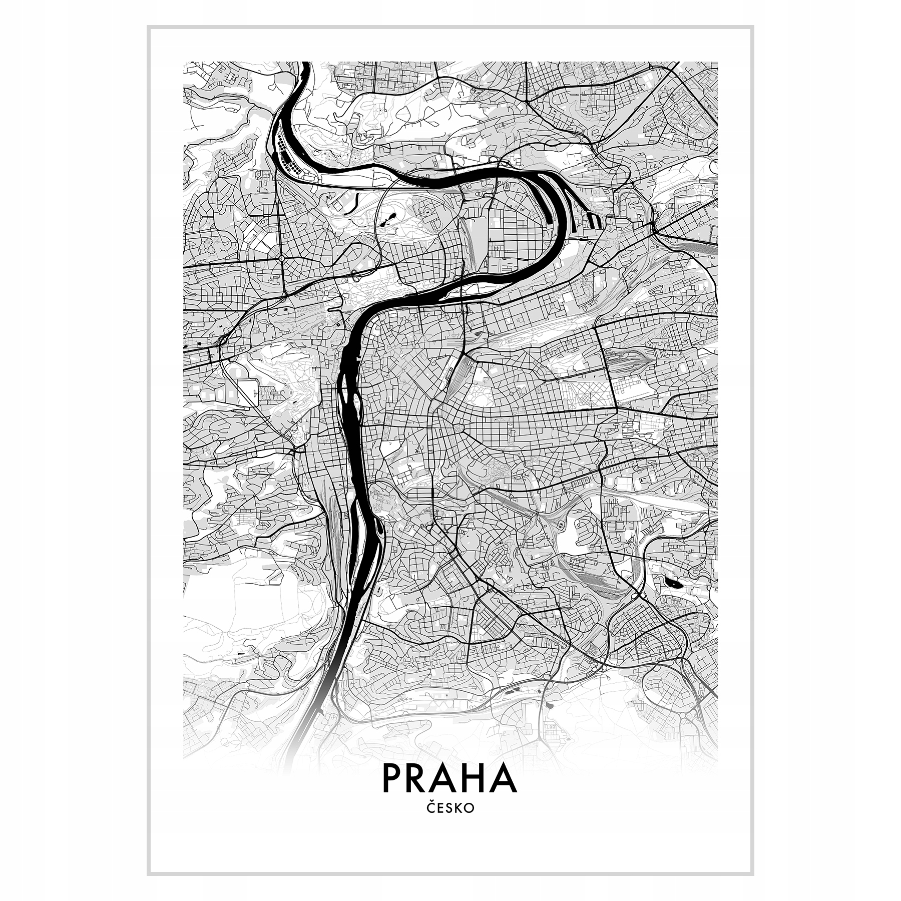 

Plakat 50x70 Mapa Praga Praha Kolor czarno-biały