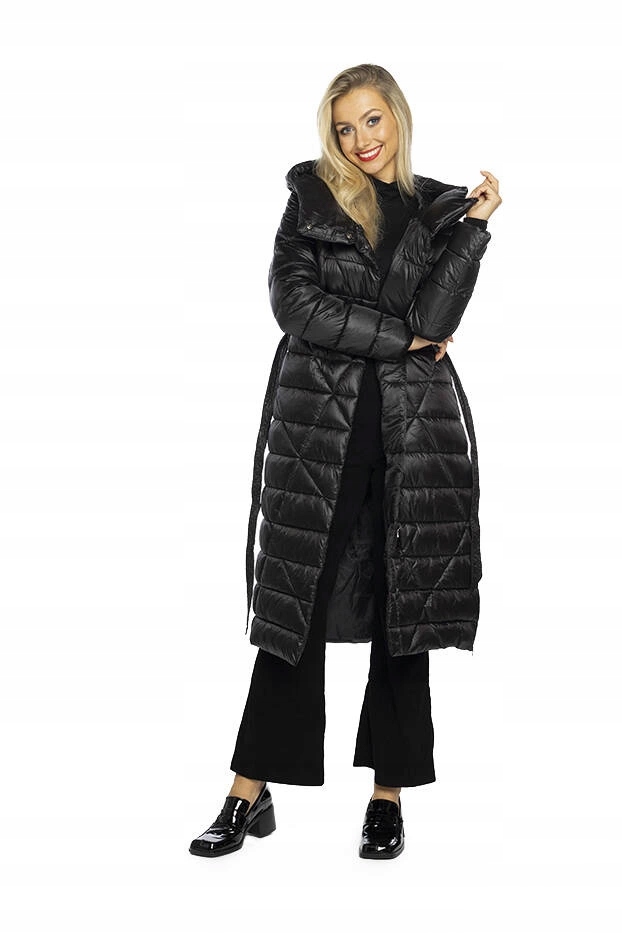 Pikovaný Kabát Pásek AG1-J9069 Černý XXL (44)
