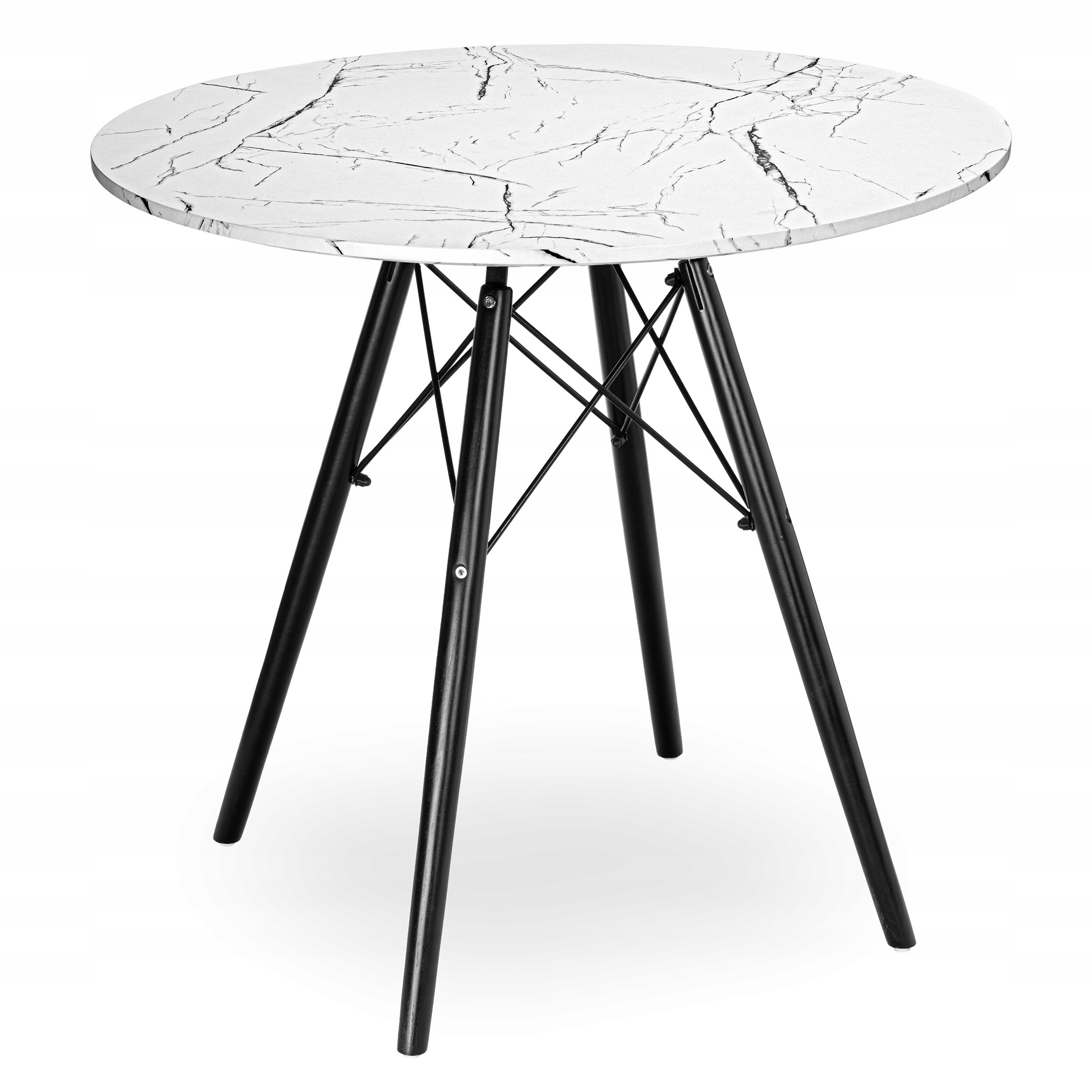 Kávový Stolek Kulatý Stůl 80 CM Bílý Mramor Do Kuchyně Jídelny Obývacího Pokoje