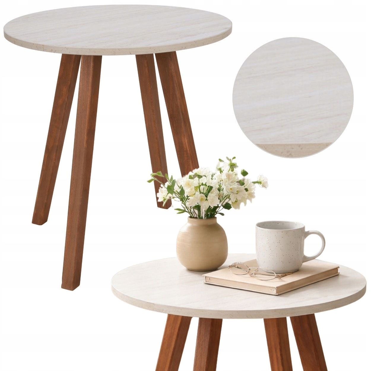 Kávový Stolek kulatý, imitace mramoru, 40 x 43 cm, Dekorativní Do Obývacího Pokoje