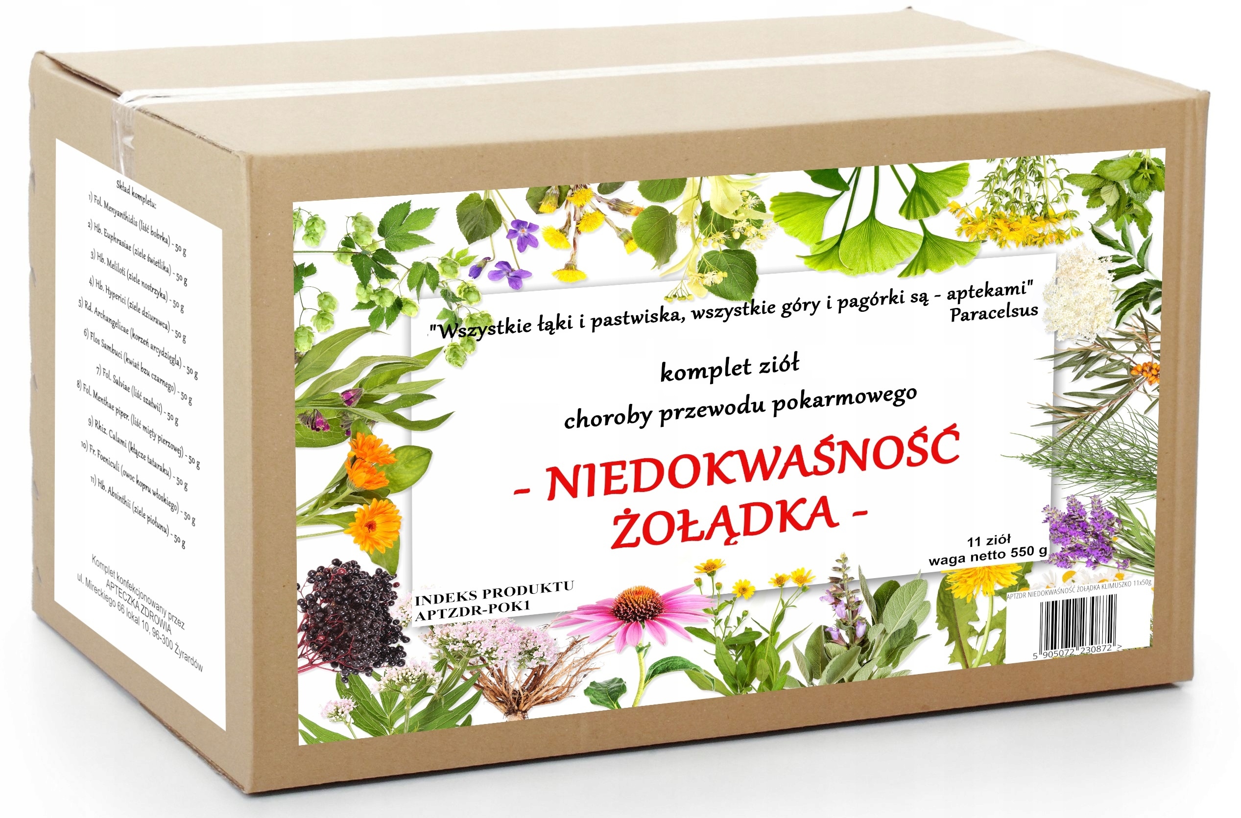 Niedokwaśność żołądka komplet ziół Niedokwasota 550 g tradycyjna receptura