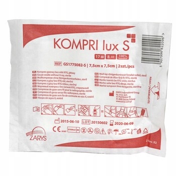 

Kompresy gazowe Kompri Lux S 7,5x7,5cm 3sztuki