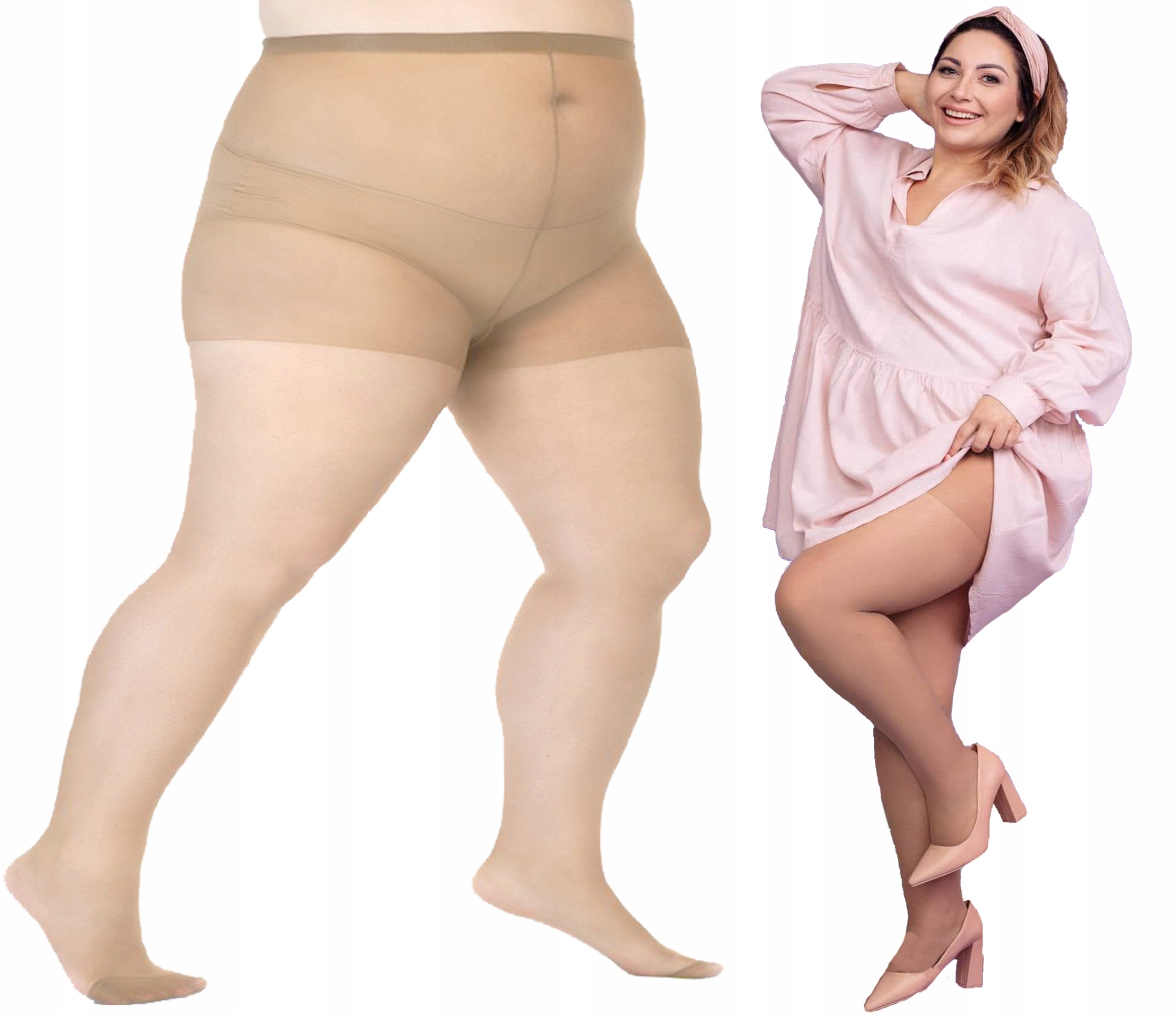 

5XL size++ Rajstopy Lida 20DEN jasny beż biodra160