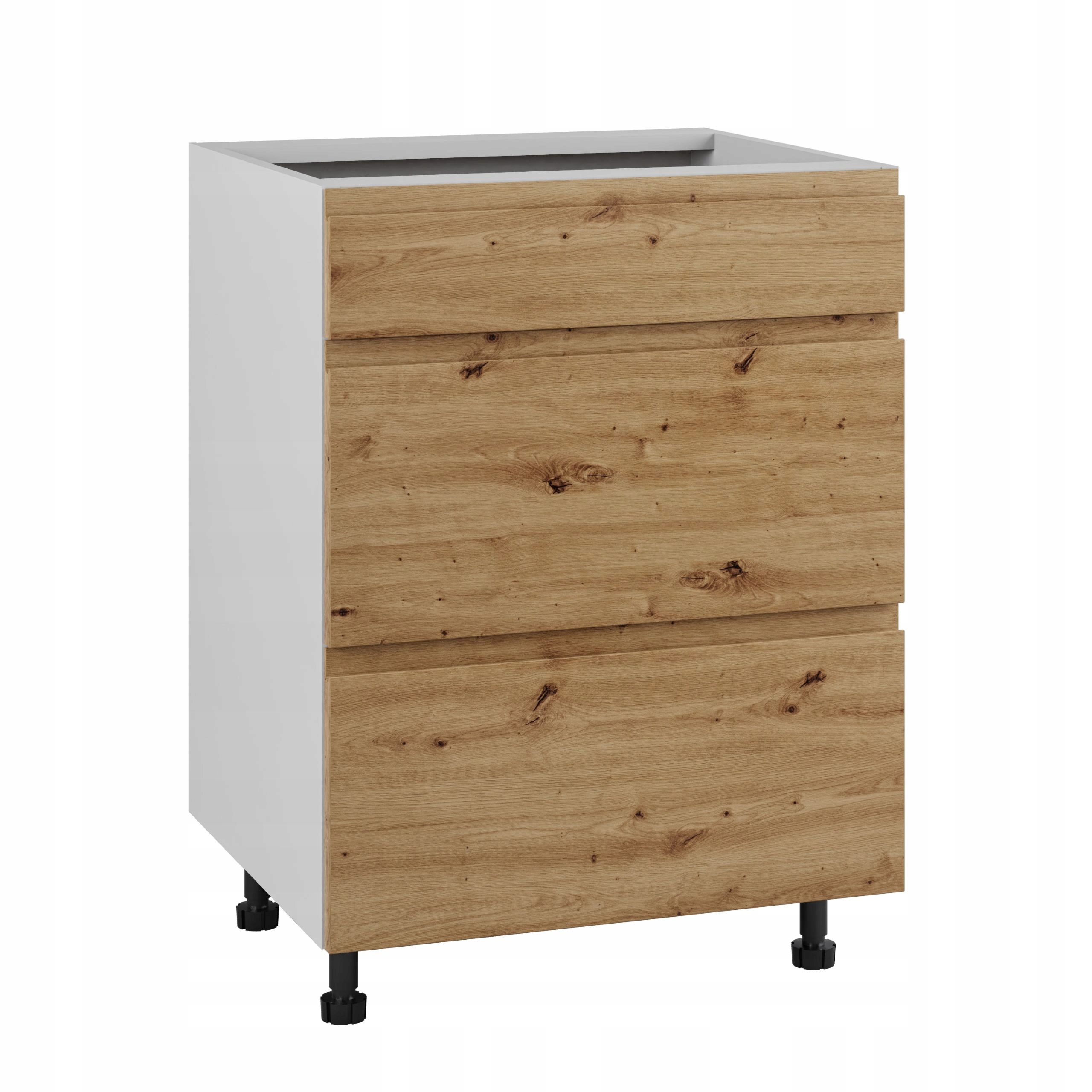 Kuchyňská skříňka 60 zásuvek, plný výsuv, bezúchytková, dub Artisan