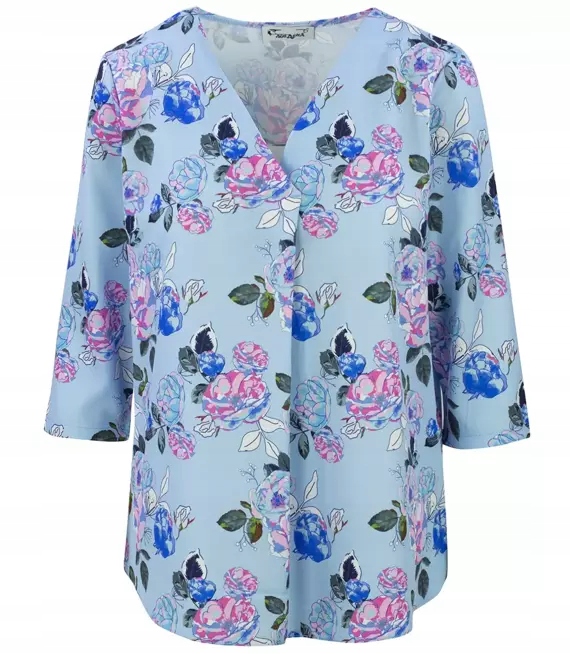 

Luźna bluzka koszula print nadruk kwiaty Casual 48