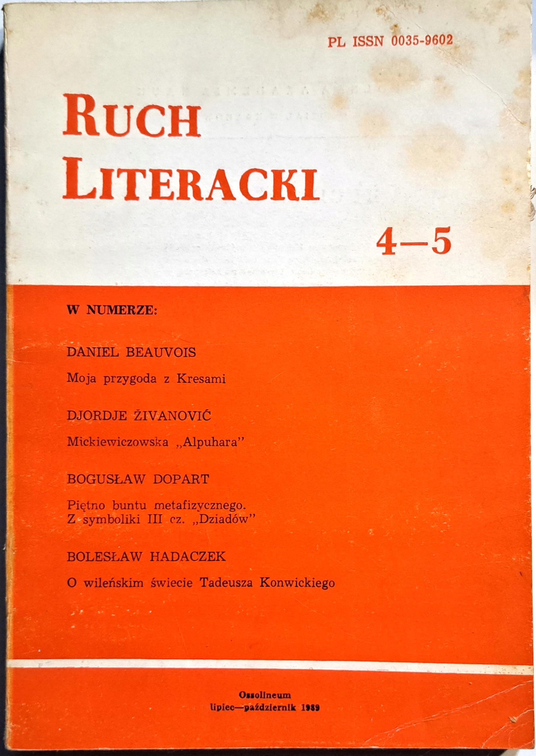 RUCH LITERACKI 4-5 1989
