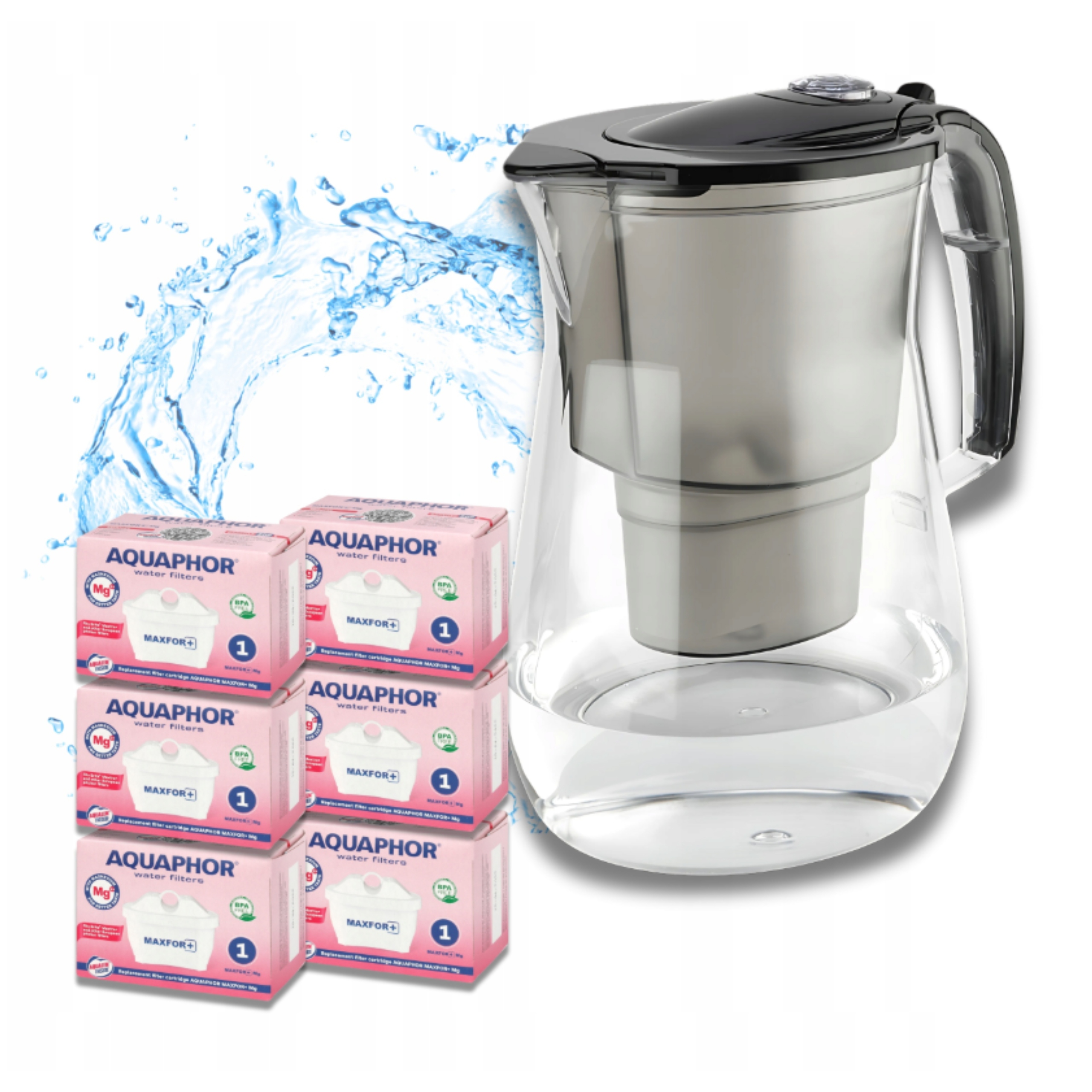 Filtrační konvice na vodu Aquaphor Onyx 4,2L černá 6 náplní Maxfor+ Mg