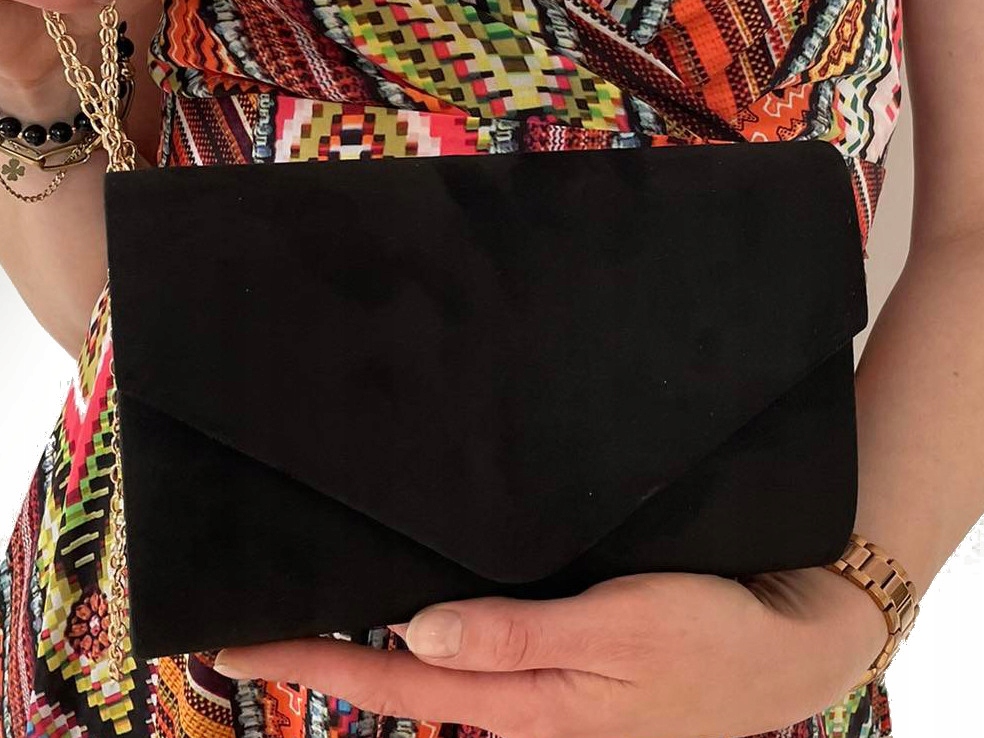 WIECZOROWA torebka kopertówka zamsz eko CZARNY Marka T&L