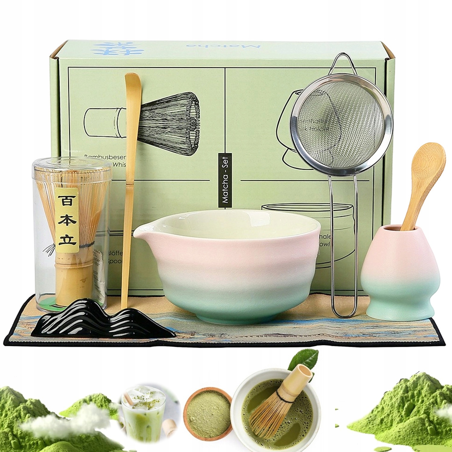 Zestaw Miotełka Pędzel Do Herbaty Matcha Ceramiczna 8 Szt Idealny