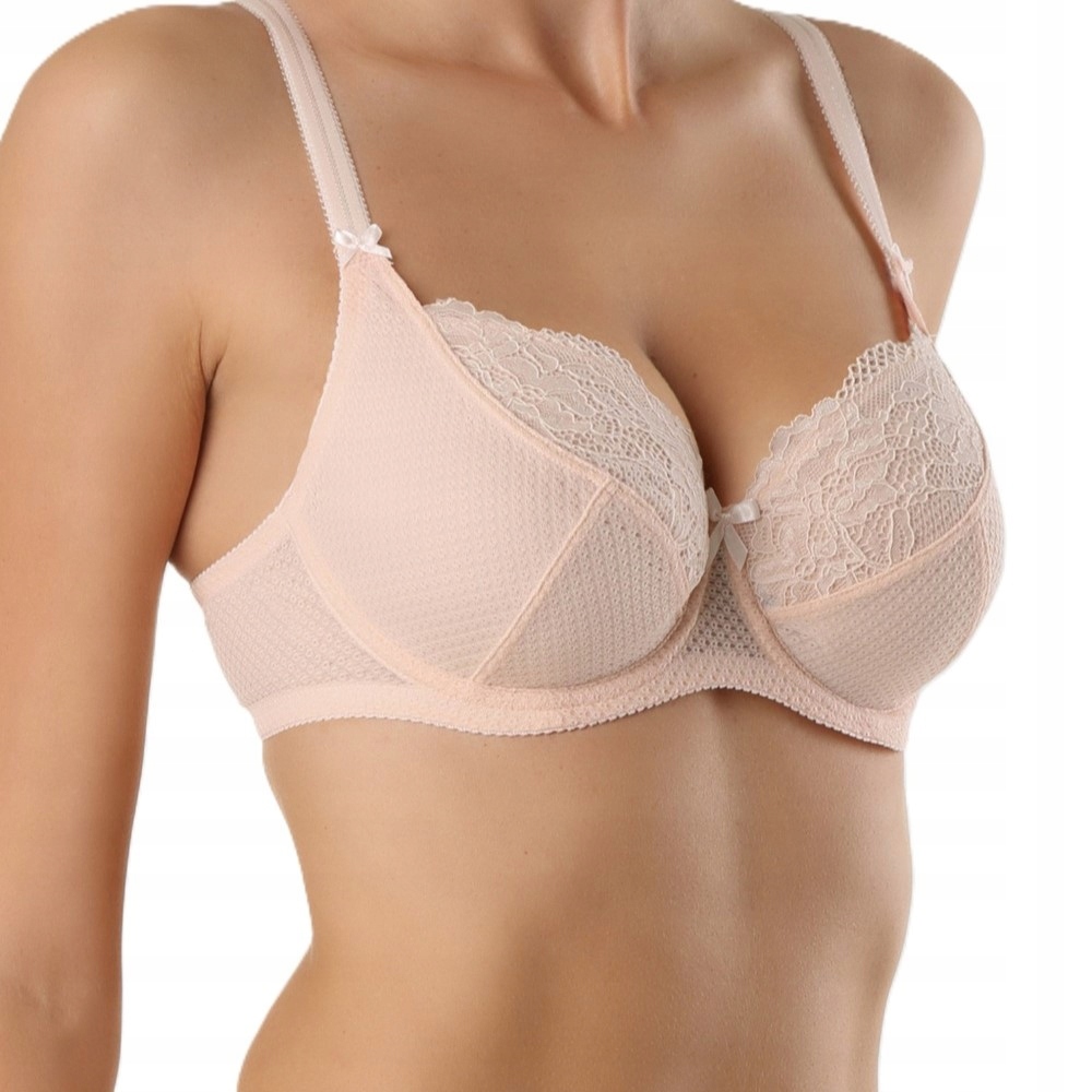 Biustonosz Miękki z fiszbinami koronkowy Conte RB6082 migdałowy 75E