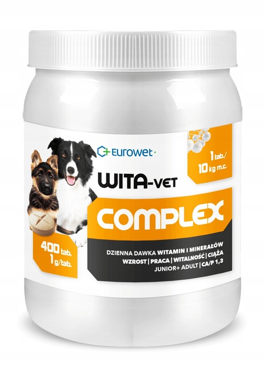 Levně Eurowet Vitamín-Vet Complex 1g Ca/P=1,3 do 25 kg 400tab. Vitamíny a minerály