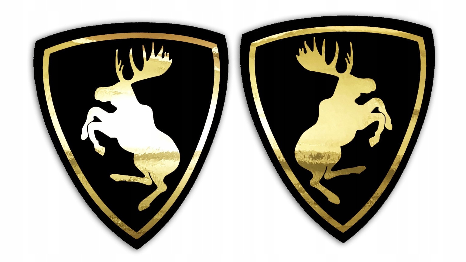 Wycinane naklejki Łoś Z Tłem złoty chrom mat lewa prawa do Saab Volvo