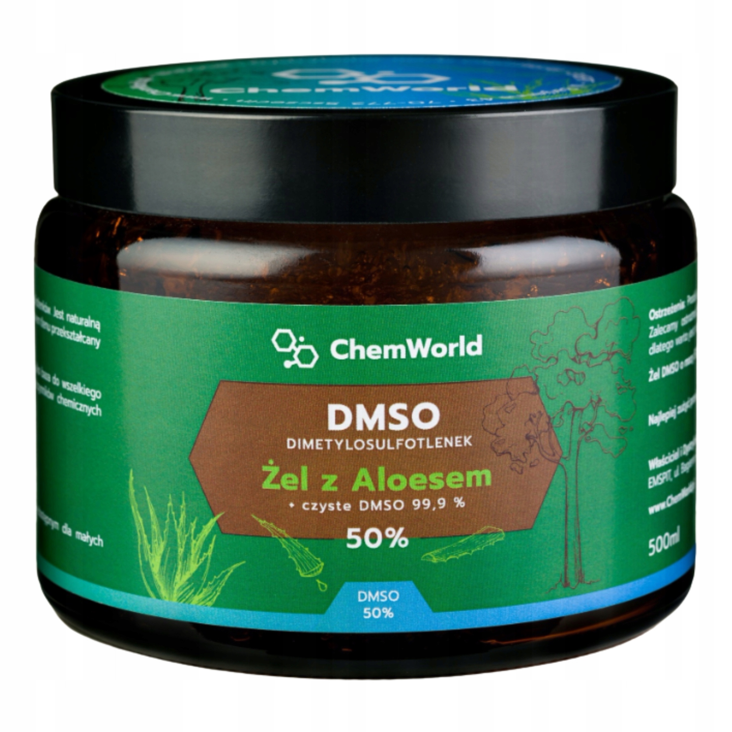 

Dmso 99,9% Żel Moc 50% z Aloesem 99% natura 500 ml