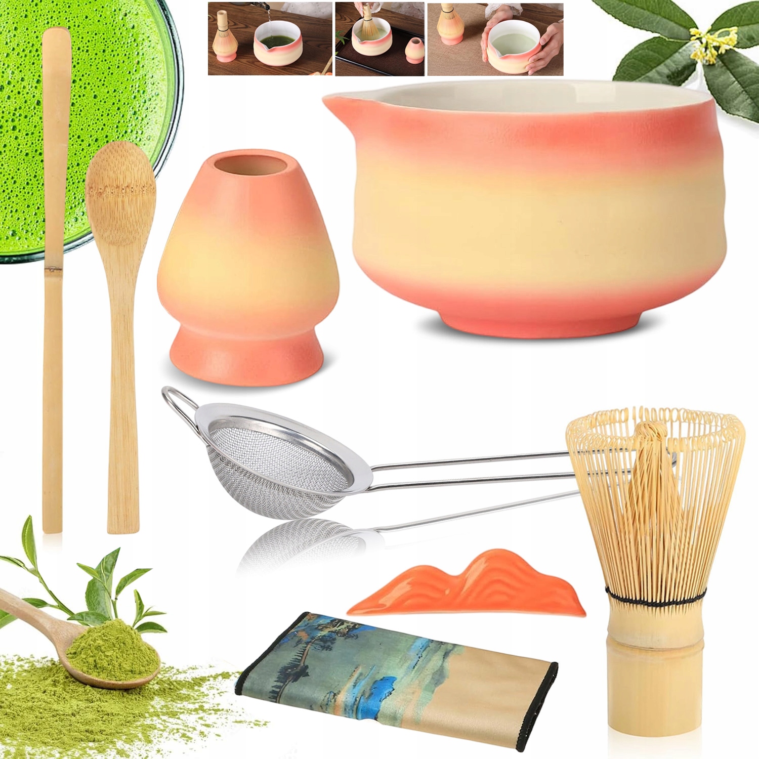 8dílná Sada Na Matcha Čaj, Ručně Vyráběná Startovací Sada Pro Mletý Matcha Čaj